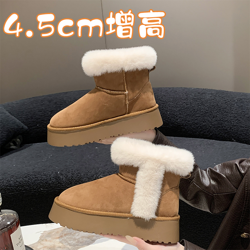 雪地靴女2023年秋冬新款皮面东北保暖防水防滑加厚底加绒面包棉鞋