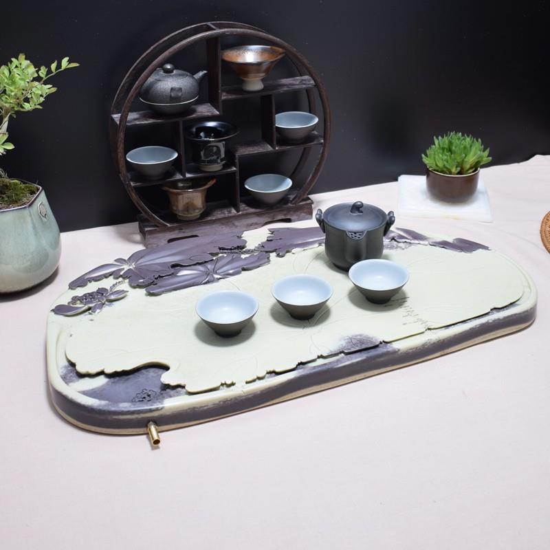 紫袍玉家用茶盘 排水小盘 特价包邮石茶盘小号轻便玉石茶盘