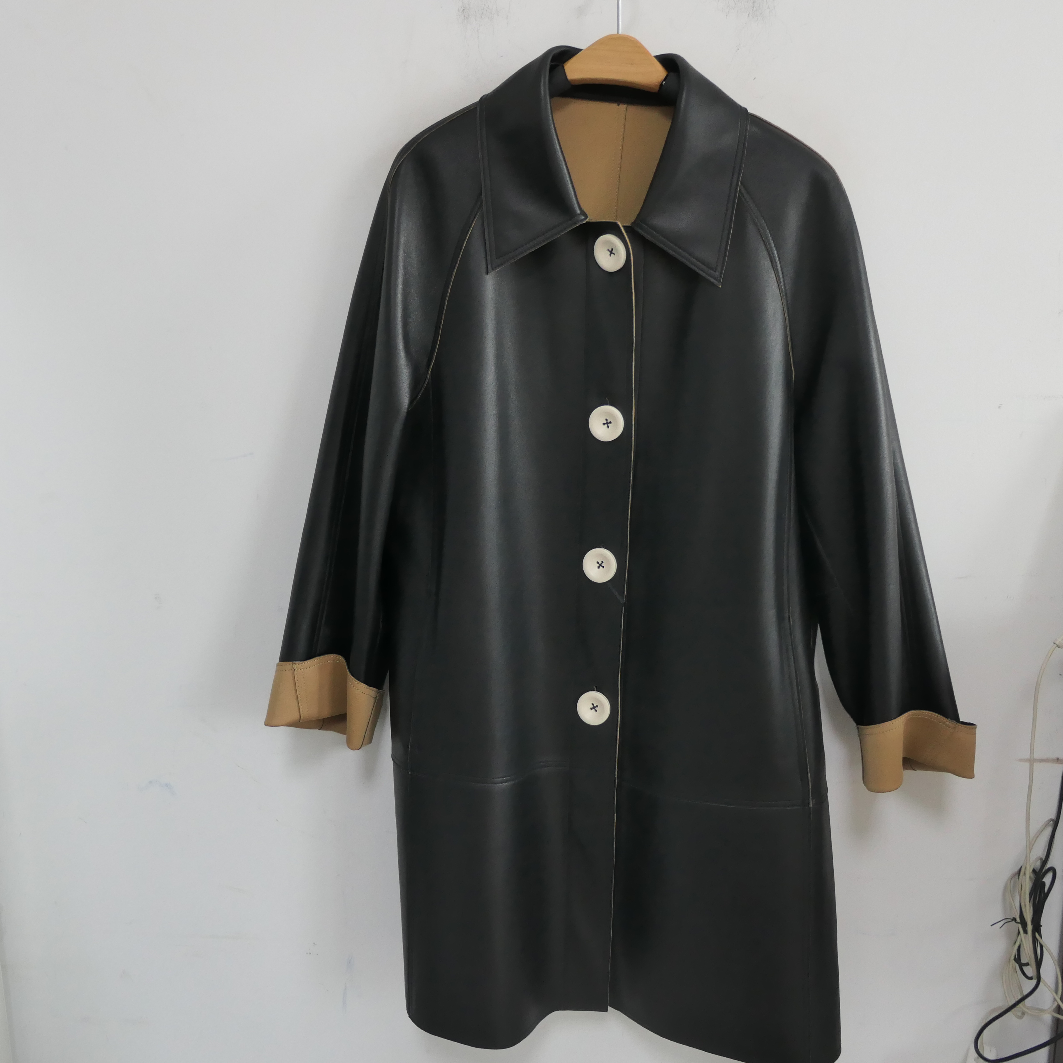 DO-YS2116（清版）大白扣中长款翻领皮衣