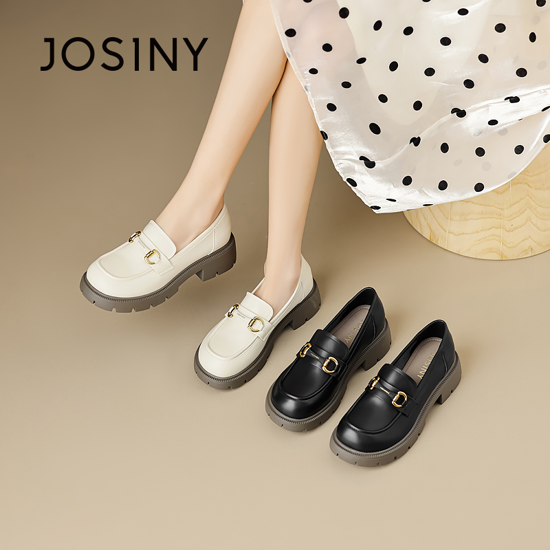 卓诗尼厚底马衔扣百搭英伦乐福鞋女2023年新款舒适秋季复古乐福鞋