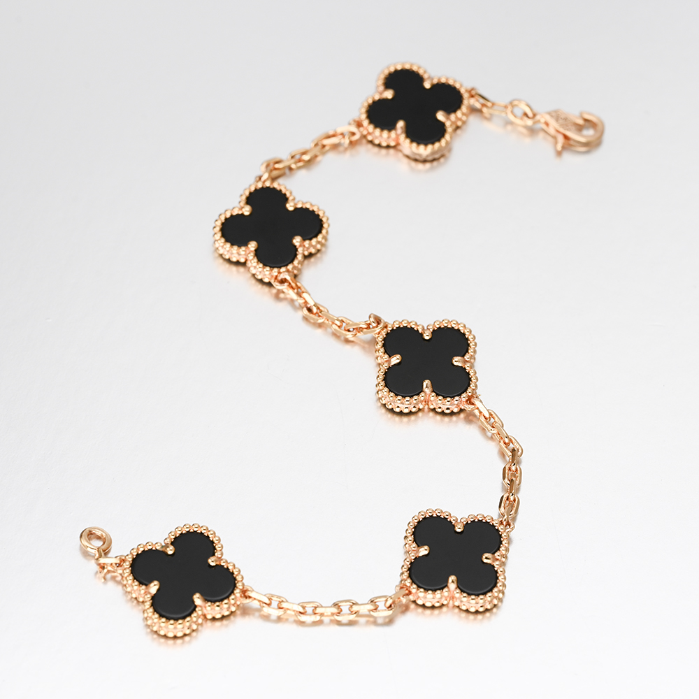 铜合金手链 黑色五花手链真金电镀【V金系列】-2289