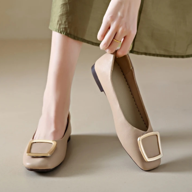 003平底鞋2024年春秋季新款孕妇软底豆豆鞋奶奶秋鞋方头浅口单鞋