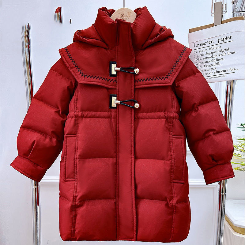 女童爆款棉衣2023冬季新款时髦洋气中长款休闲棉袄小女孩棉服时尚