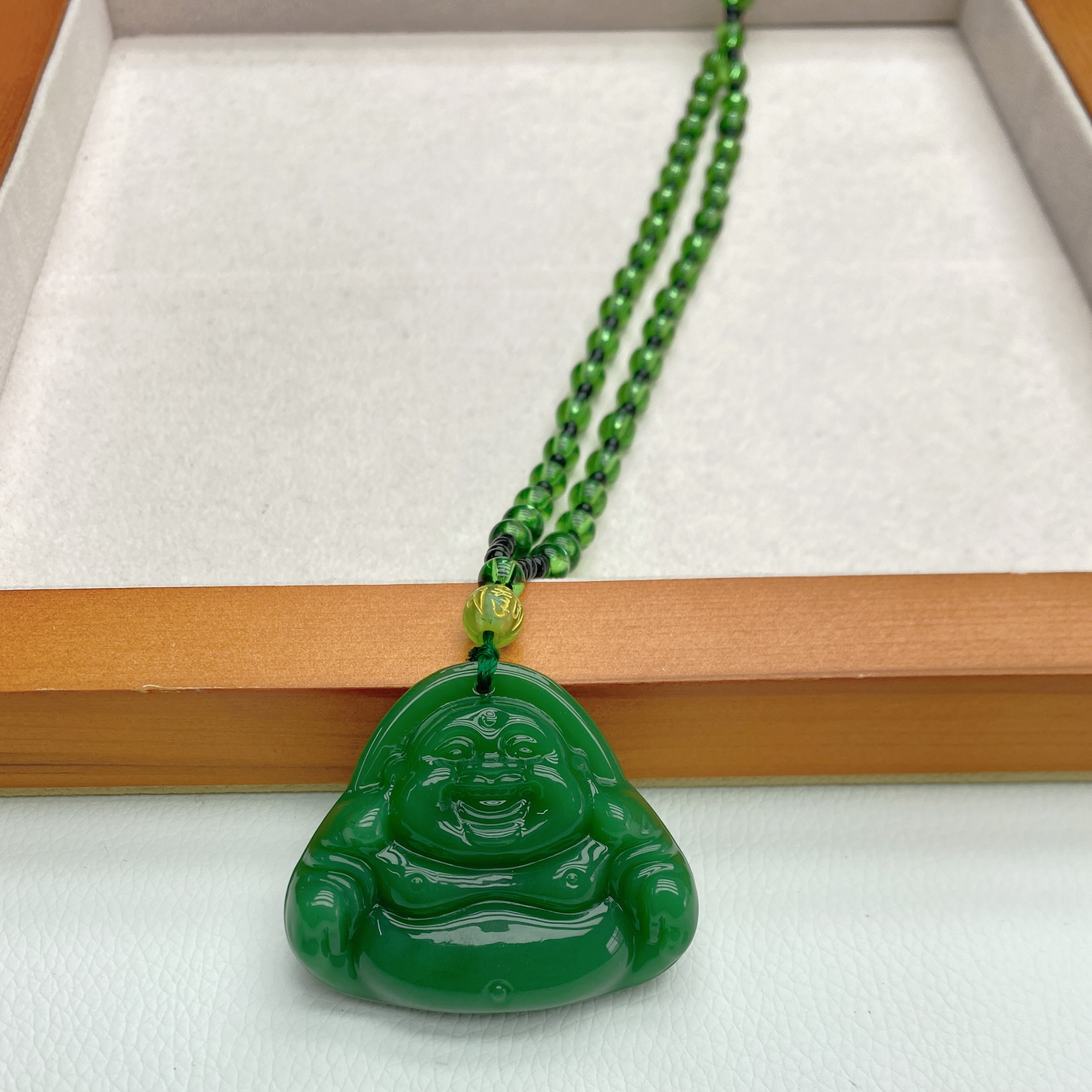 非金属吊坠 【静嫣】古风绿色佛公珠链吊坠