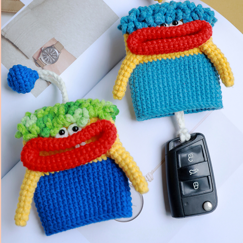 雪妃尔五股线：钩织手工毛线香肠嘴钥匙包【材料包】