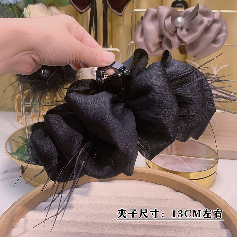 云朵羽毛泡泡抓夹女大号后脑勺发夹盘发鲨鱼夹发卡发饰