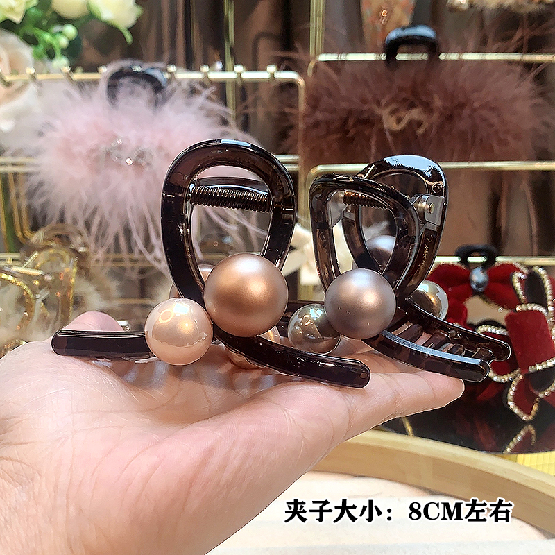 抓夹女后脑勺优雅百搭半扎发夹中号简约鲨鱼夹子发卡