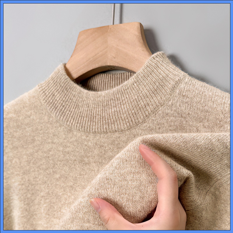 新款100%纯羊毛衫男士鄂尔多斯产加厚半高领毛衣冬季打底针织男款