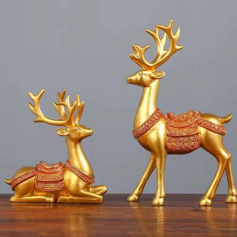 中号金钱鹿摆件送礼物电视柜客厅玄关柜装饰摆件