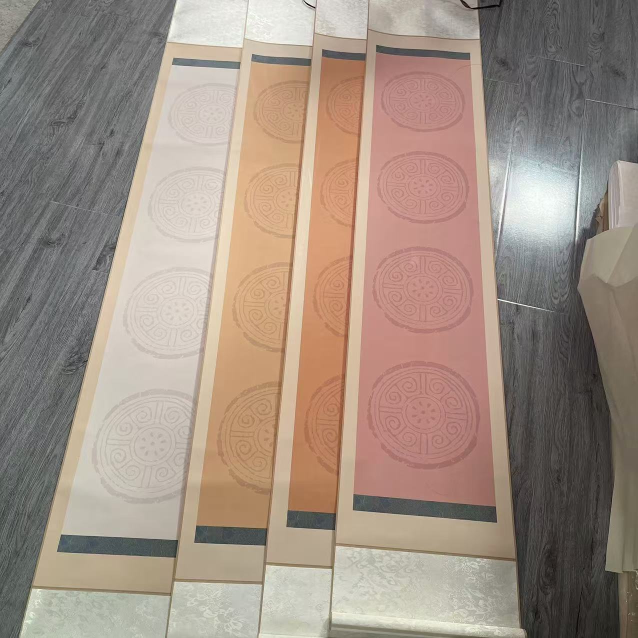 【四言挂轴四尺对开】蜡染半生半熟宣纸卷轴四言四字吉语免装裱书法