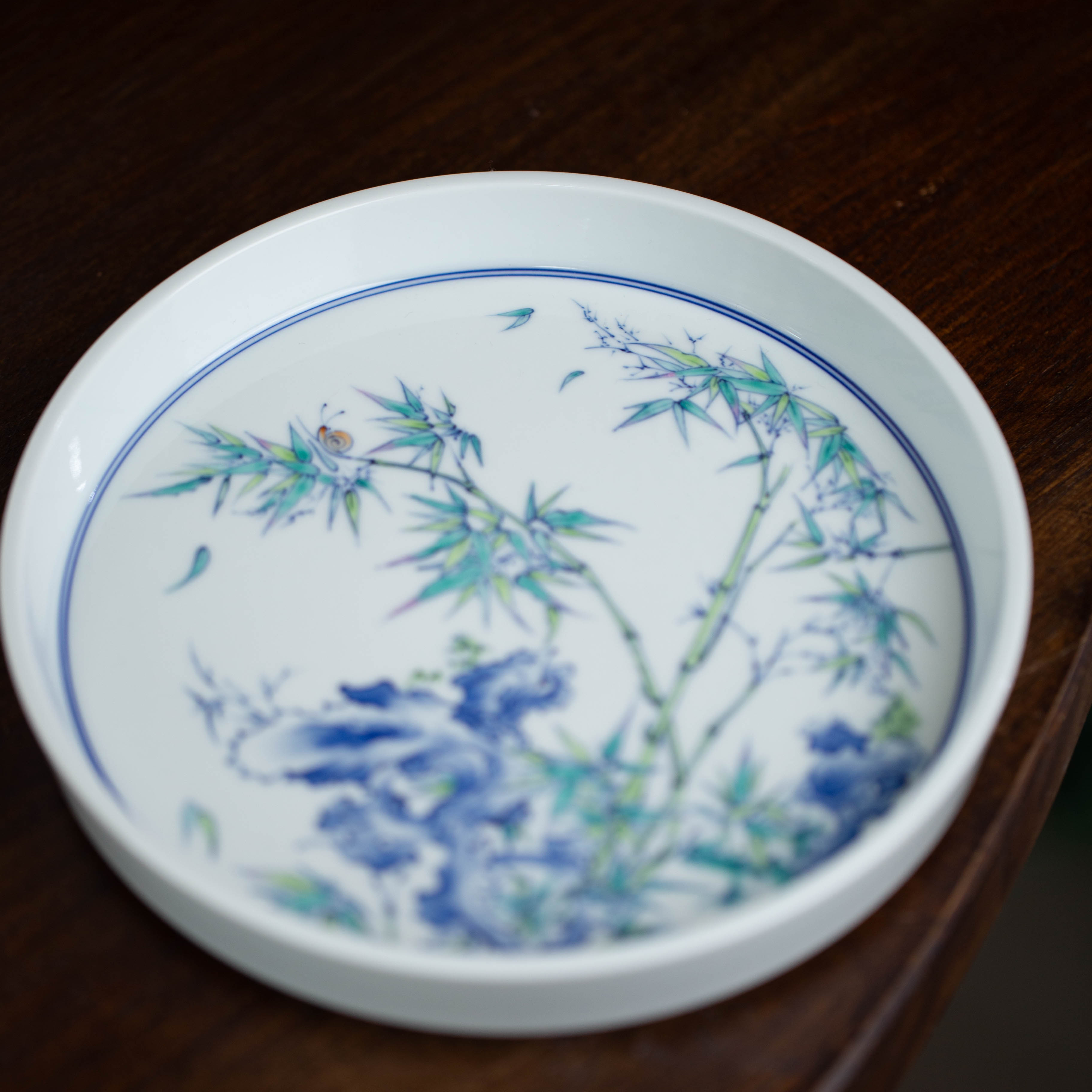 松竹梅斗彩壶承茶托 景德镇高端茶具手工手绘陶瓷茶道茶盘