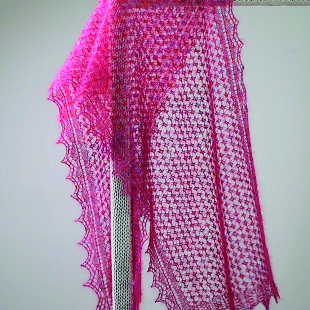 白厂丝手染马海毛薄荷曼波披肩材料包非成品念暖设得兰三角