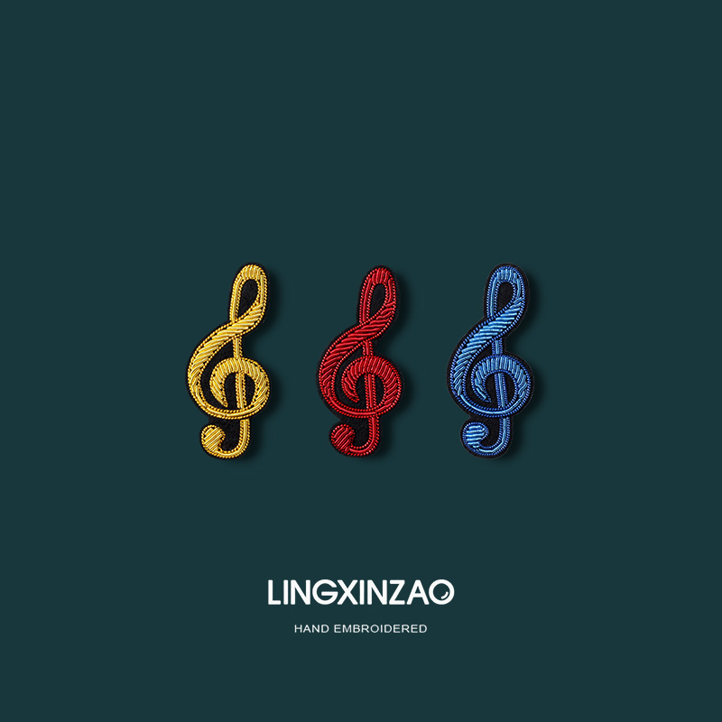 黄铜布艺胸针 音乐学院高音谱号胸针高档精致胸花别针配饰品衣服