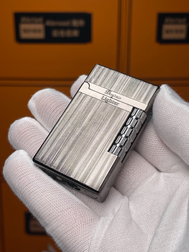 高档 复古黑拉丝朗声侧滑直冲打火机