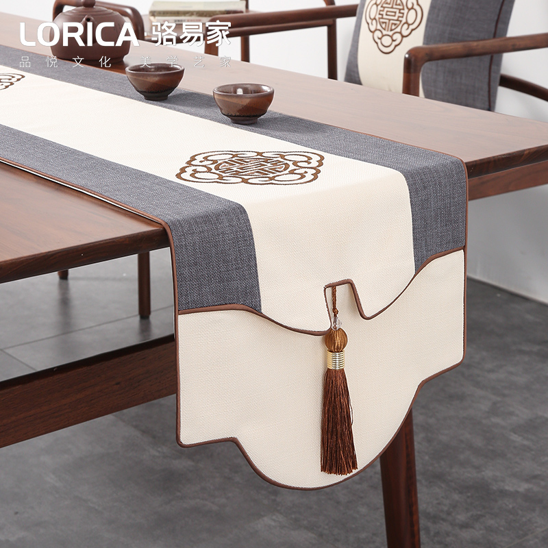 骆易家【悦轩阁】新中式防水桌旗禅意茶席茶台布艺长条茶桌茶几桌布