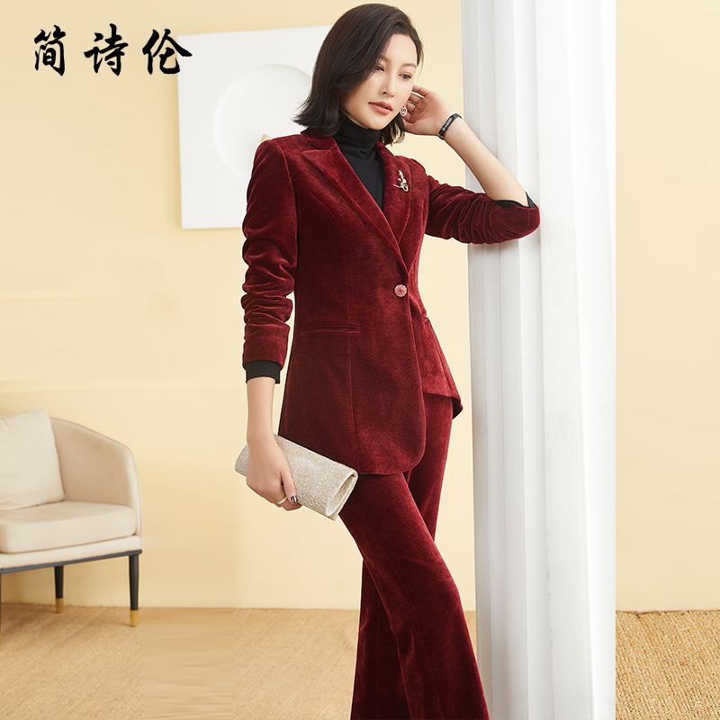 高级感套装女秋冬2025年新款设计感轻奢宴会正装西装裤装两件套