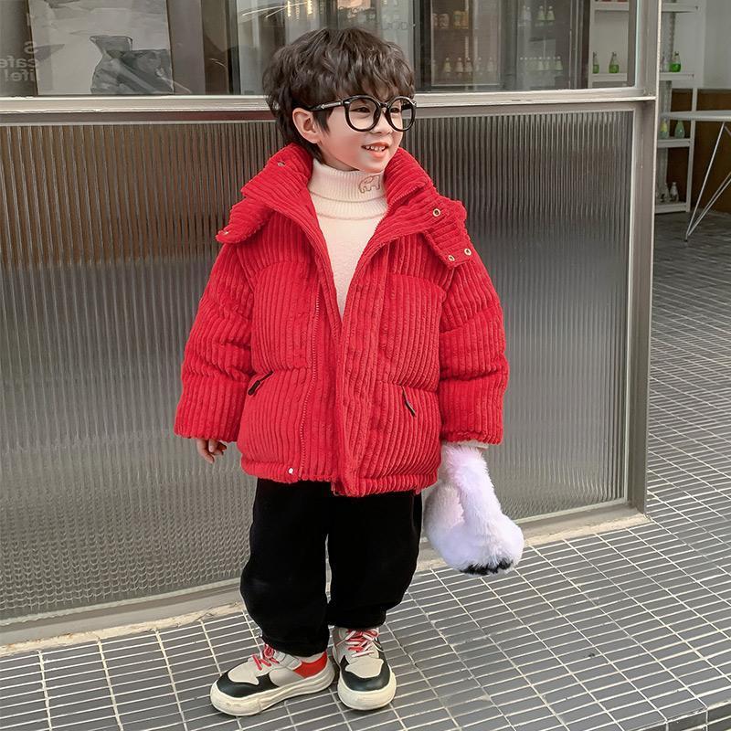 麦兜姐姐2023新款儿童冬季加厚灯芯绒外套冬装棉衣拜年服棉袄男童