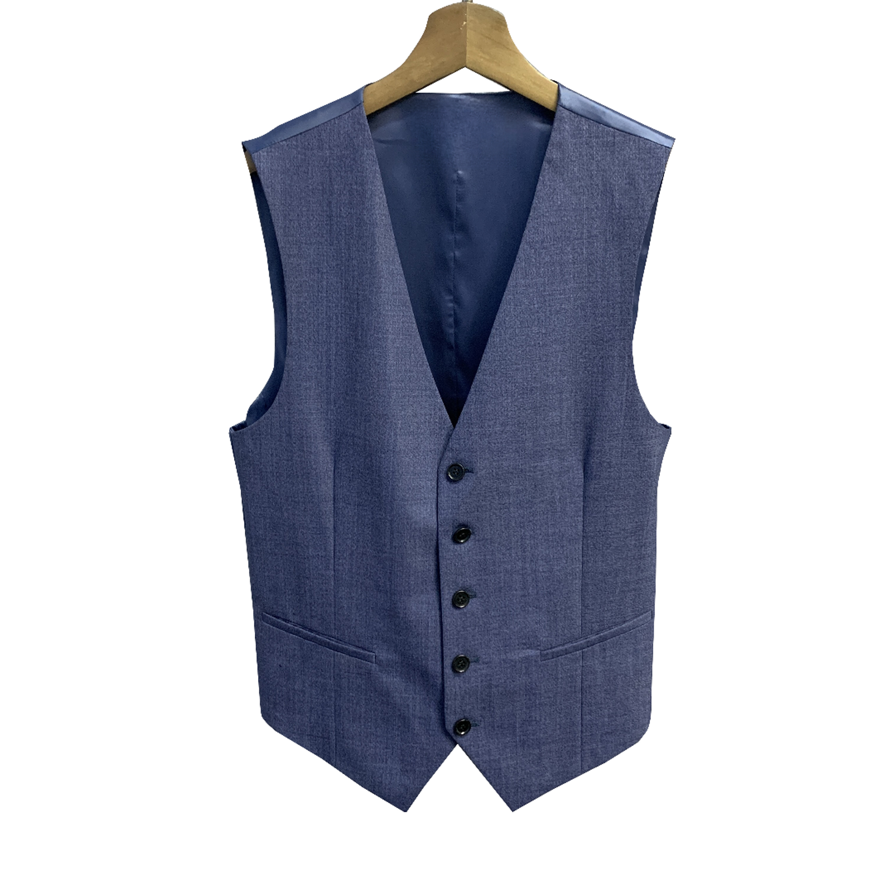 堡家【羊毛+桑蚕丝+铜氨丝】雾霾蓝五粒扣马甲内搭马夹69A41A