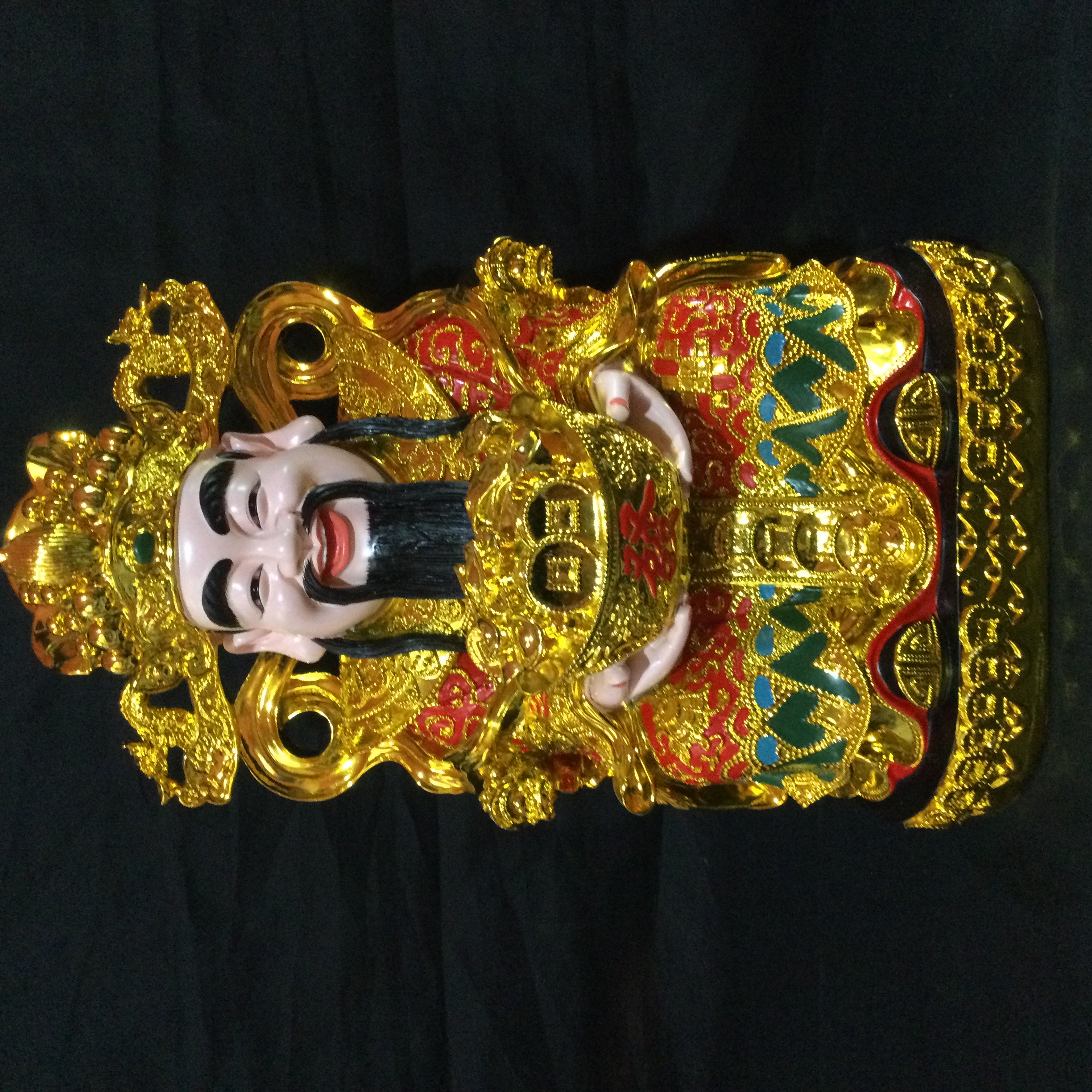 树脂玻璃钢鎏金彩绘红衣元宝文财神招财进宝财神爷居家店铺摆件