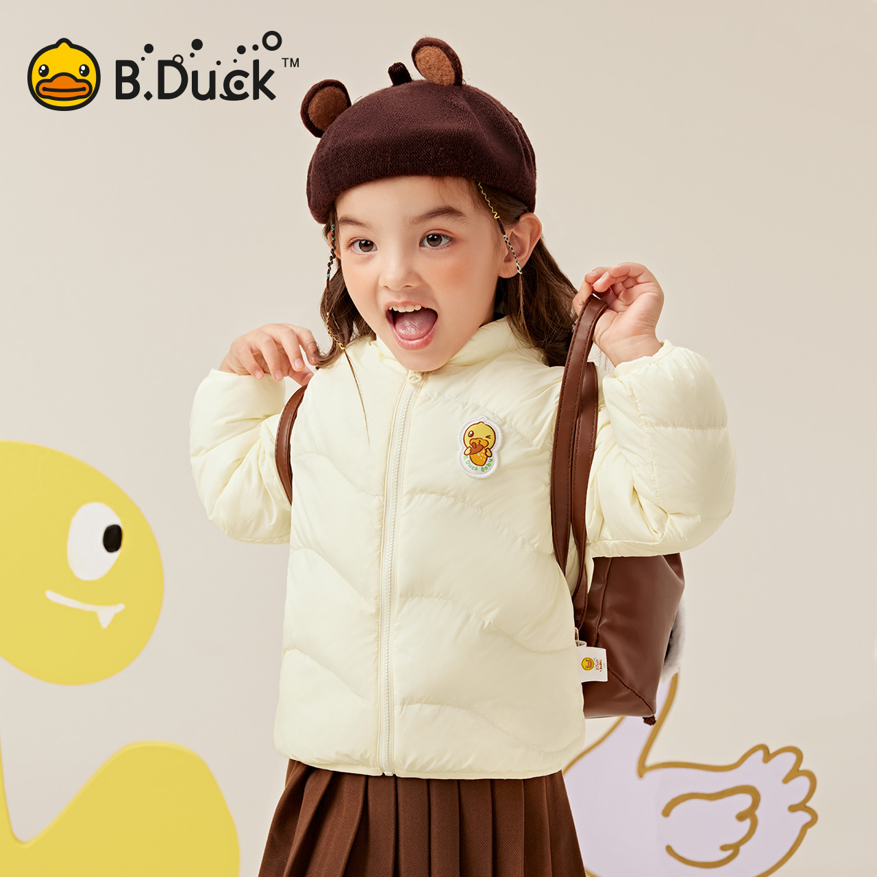 B.Duck小黄鸭童装儿童冬季薄款羽绒服轻薄秋冬款男童外套保暖上衣