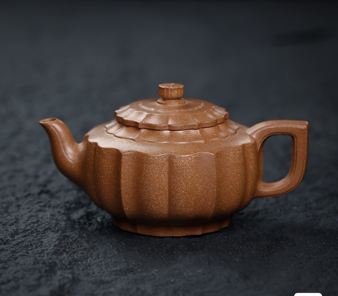 筋纹雪华（华锦）菊瓣原矿紫砂黄降坡泥料红泥紫砂壶茶具泡茶壶