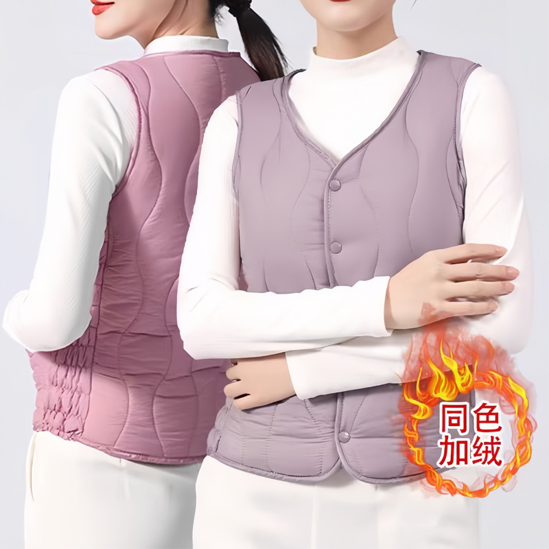 秋冬季加绒加厚马甲女士时尚休闲保暖内穿马夹冬装女款上衣