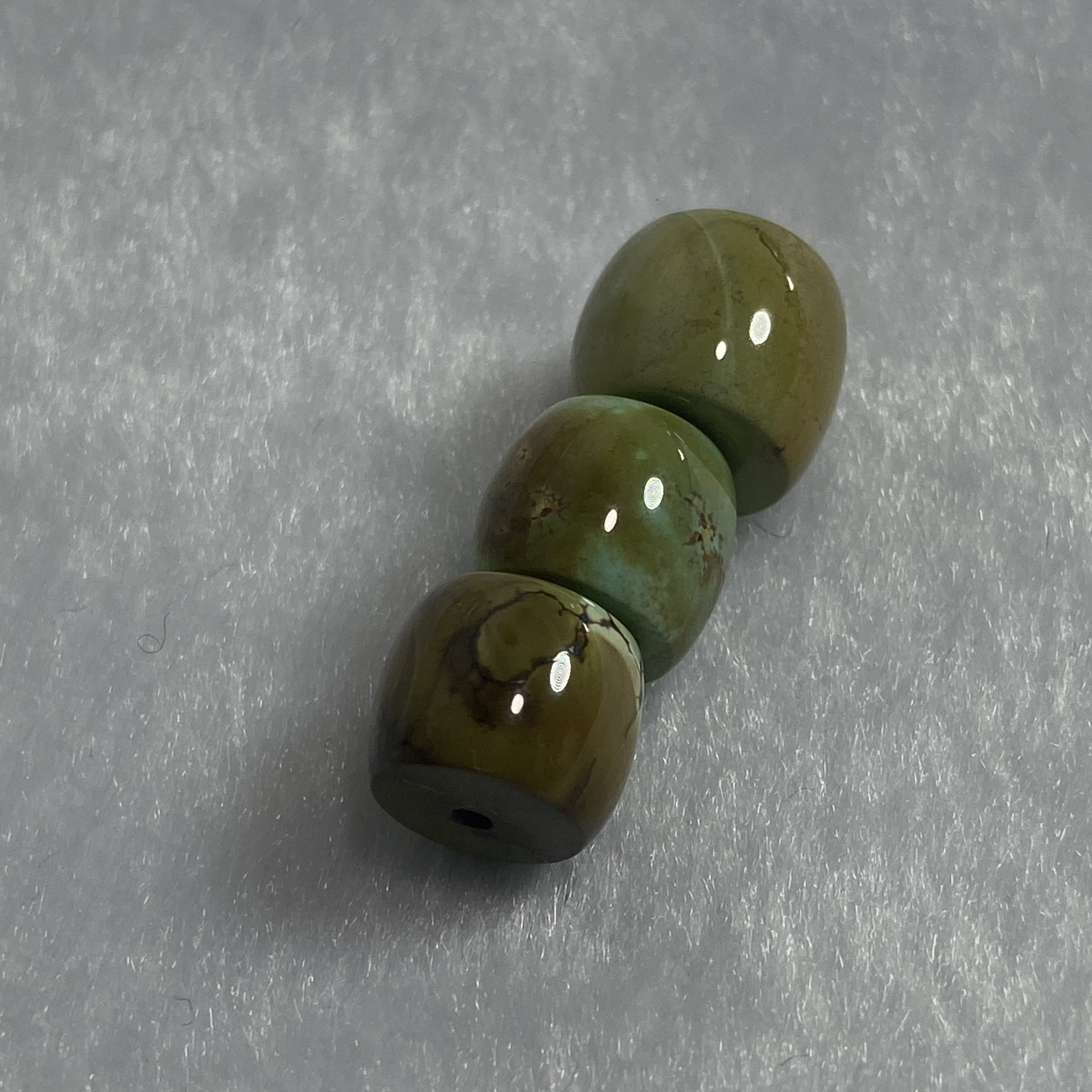 原矿绿松石直切套装顶珠11.8腰珠10.8mm