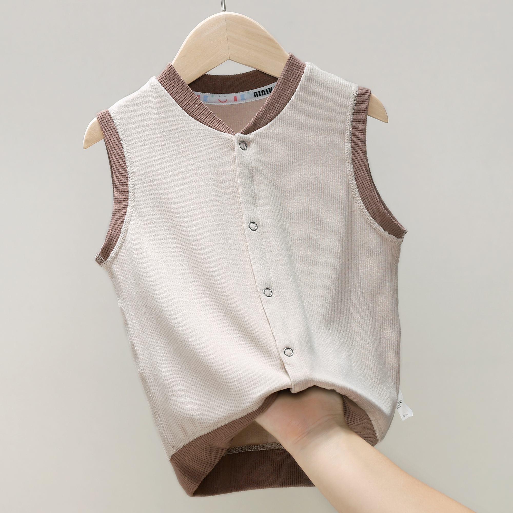 姜暖绒立领马甲宝宝马夹儿童保暖春秋婴儿高弹无袖马甲护肚 23208