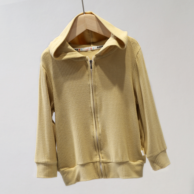 NNKK 22305 抽条慕斯暖绒拉链帽衫 纯色外套开衫针织百搭时尚儿童