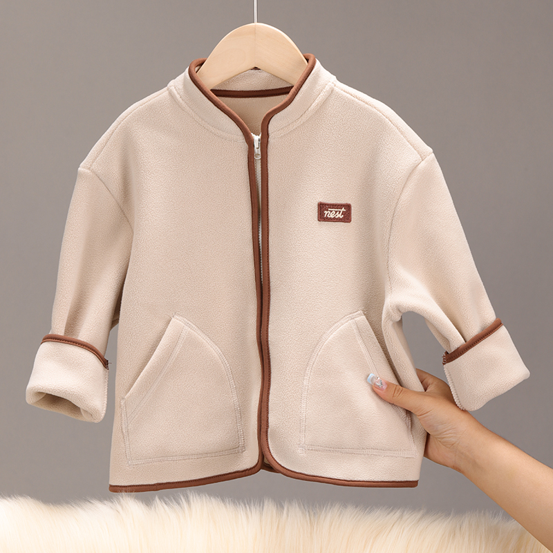 儿童春秋加绒加厚男童上衣女童保暖外套冬款抓绒摇粒绒 3024/3028