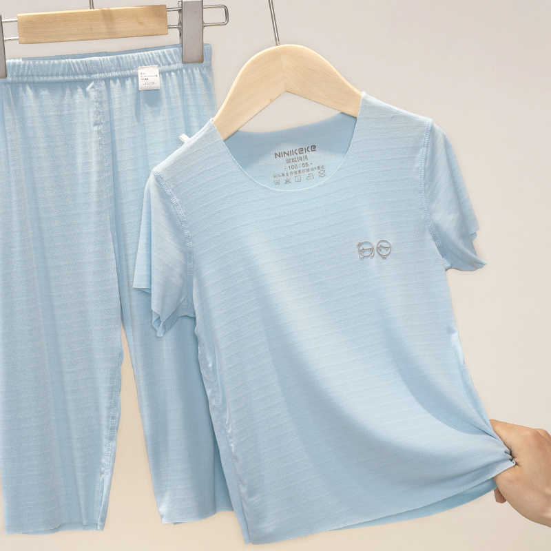 N 23149 优可丝空气条随心裁短袖七分裤套装家居服通用薄款