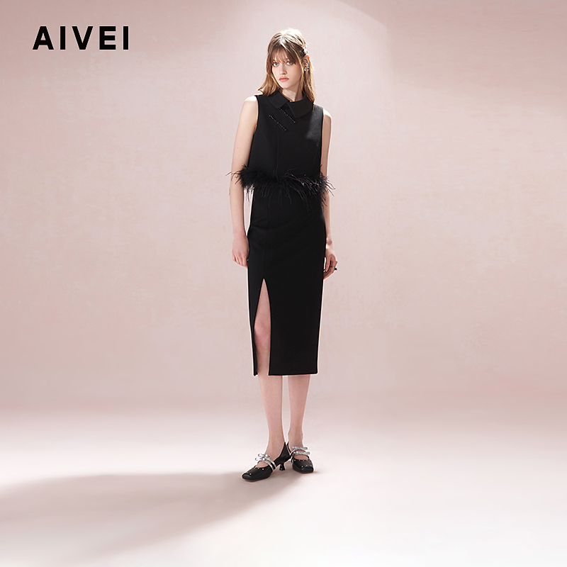 【林允同款】AIVEI艾薇秋新中式钉珠盘扣无袖背心短上衣R753605A