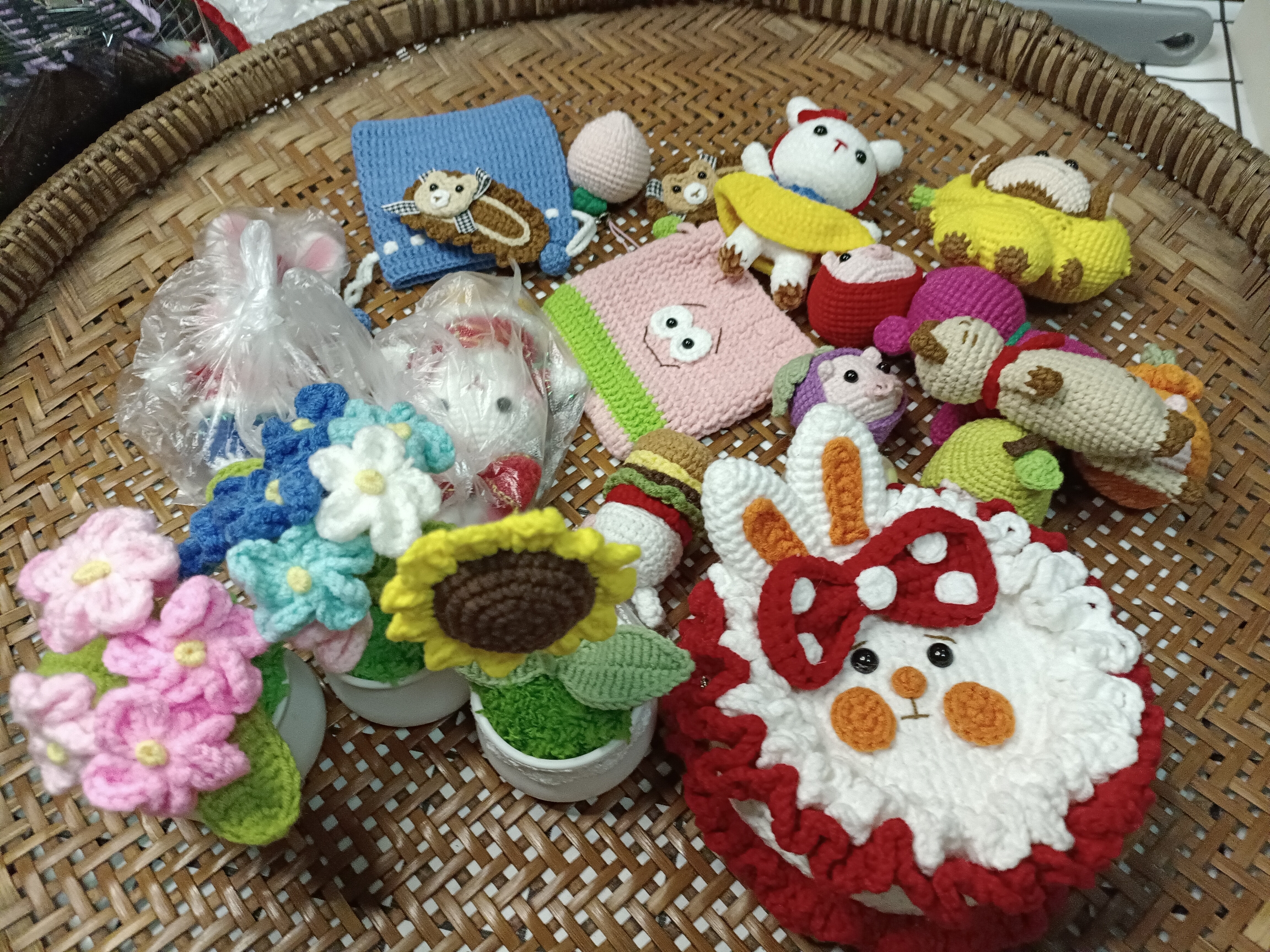 毛线手工编织挂件，发夹