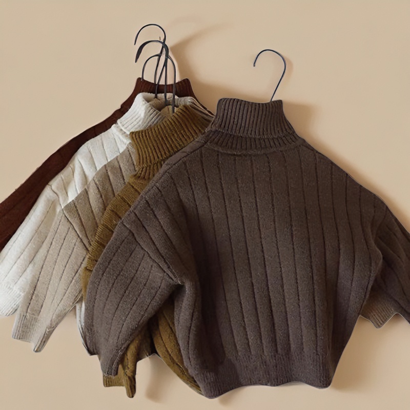 儿童毛衣一体绒秋冬季男女童加绒加厚高领打底衫宝宝毛衣针织衫