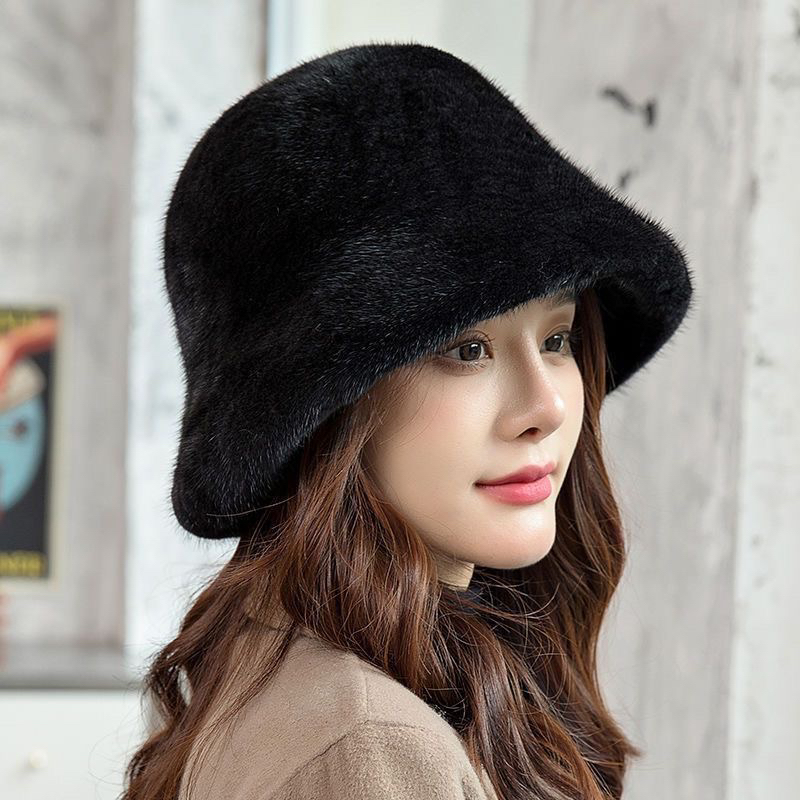 时尚百搭网红款渔夫欧貂皮毛一体帽