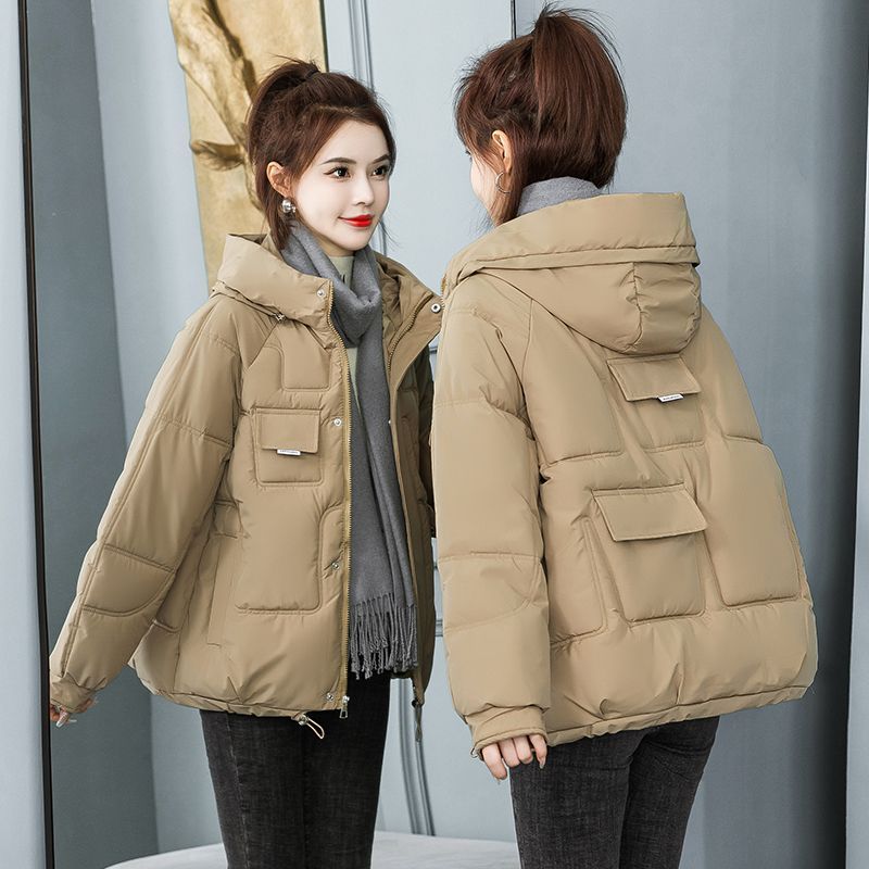 新款加厚羽绒服女2023冬季韩版连帽宽松棉衣短款学生面包服外套