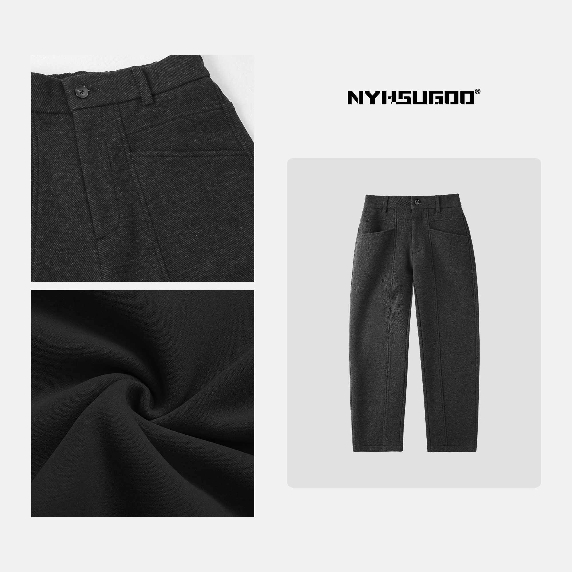 NYHSUGOO/南乙N3221致橡树冬季美式男士百搭休闲长裤解构显瘦