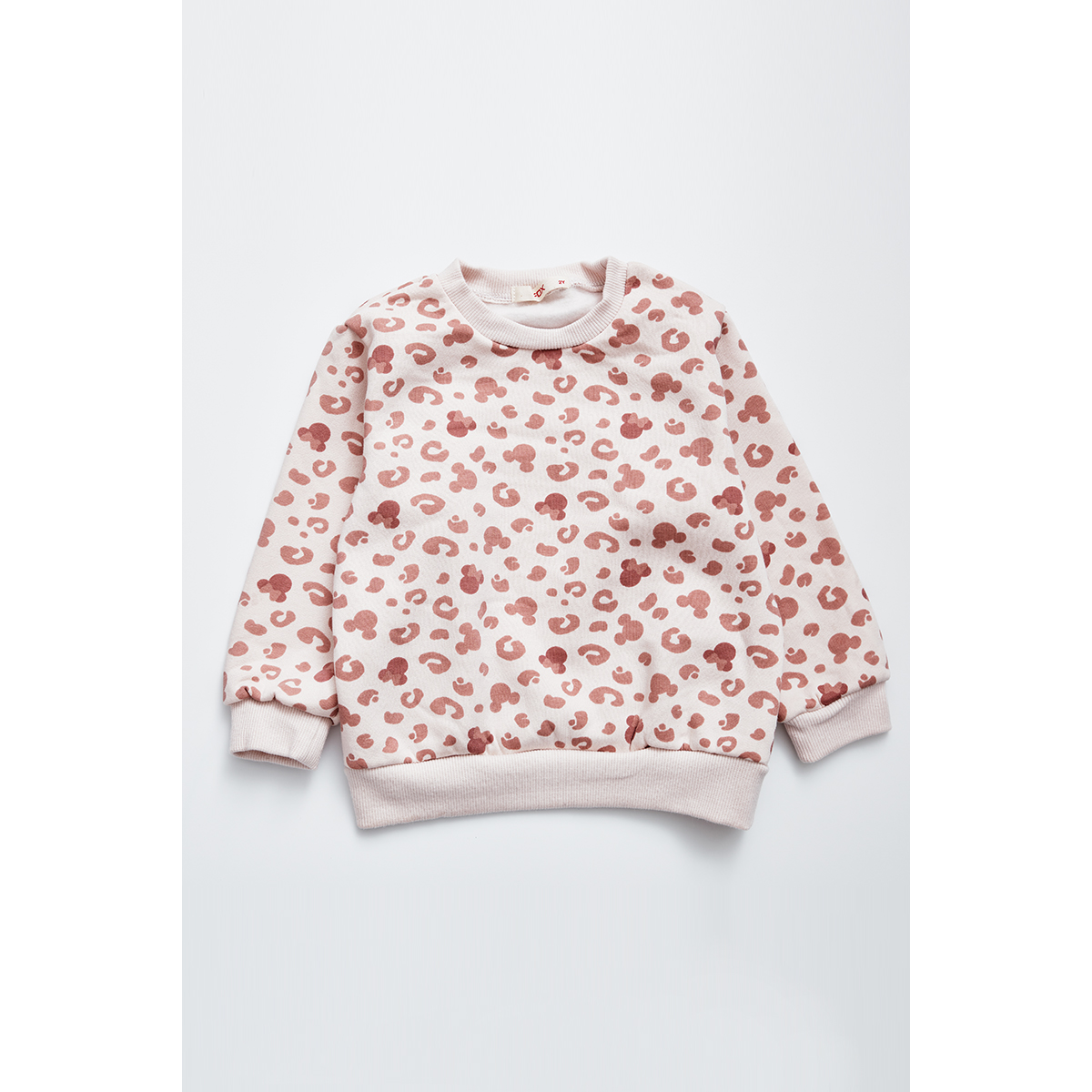 外贸单  女宝秋冬新款 满印米妮头内薄绒圆领套头长袖卫衣