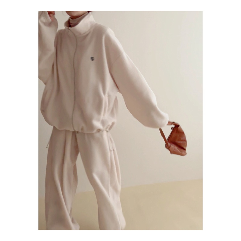 LUO/开衫摇粒绒柔软松弛感套装 韩代运动居家套装拉链外套套装