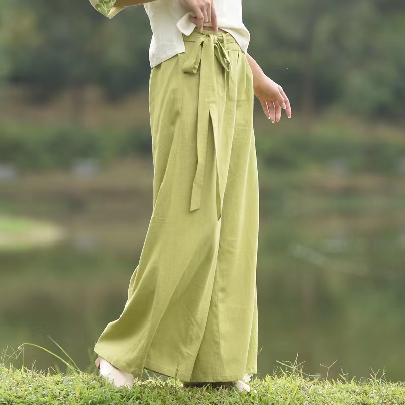 禅服裤子棉麻复古中式春夏民族风宽松文艺中国风民国风佛系斜襟