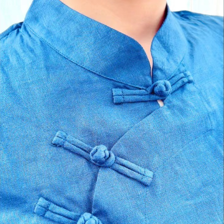 禅服蓝色民族风中国风复古