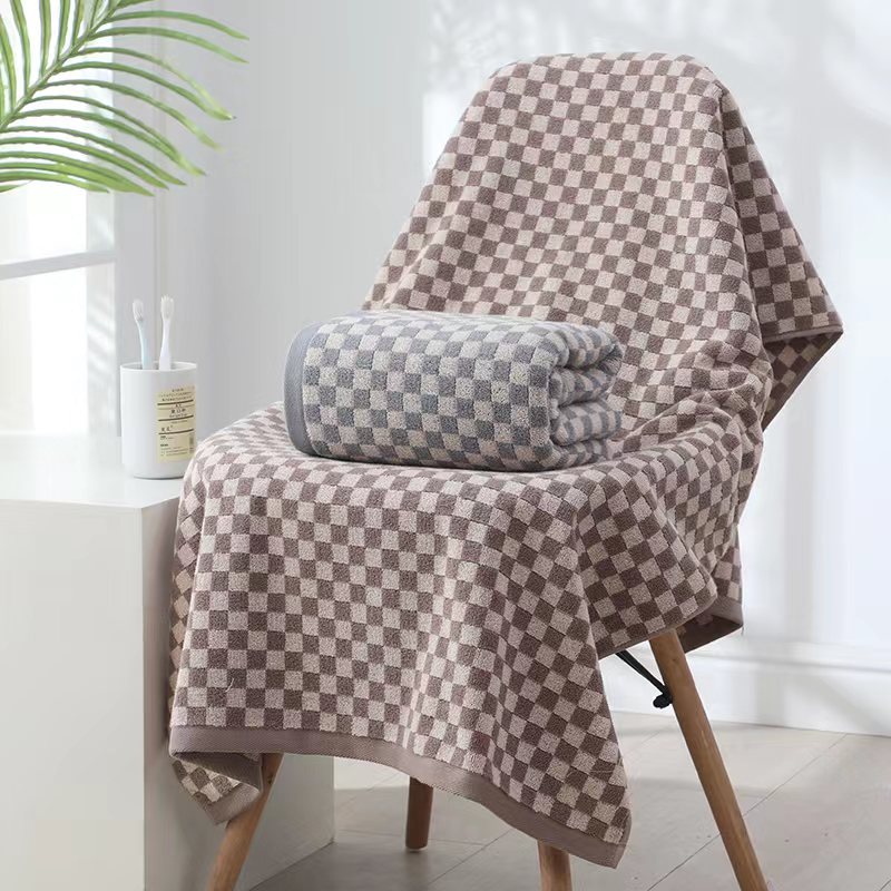 小格加厚柔软吸水情侣洗澡大浴巾裹巾