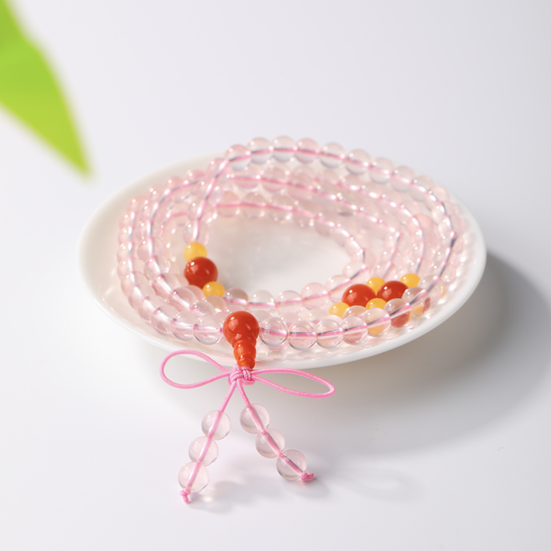 【连广电专属】星光粉水晶108手链-lgd026-约6mm-（多样性发一条）