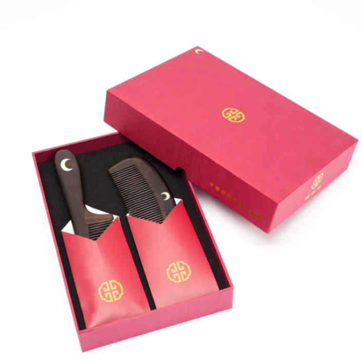 檀锦阁SXM【檀牛牛】月梳套盒-乌木-A01696