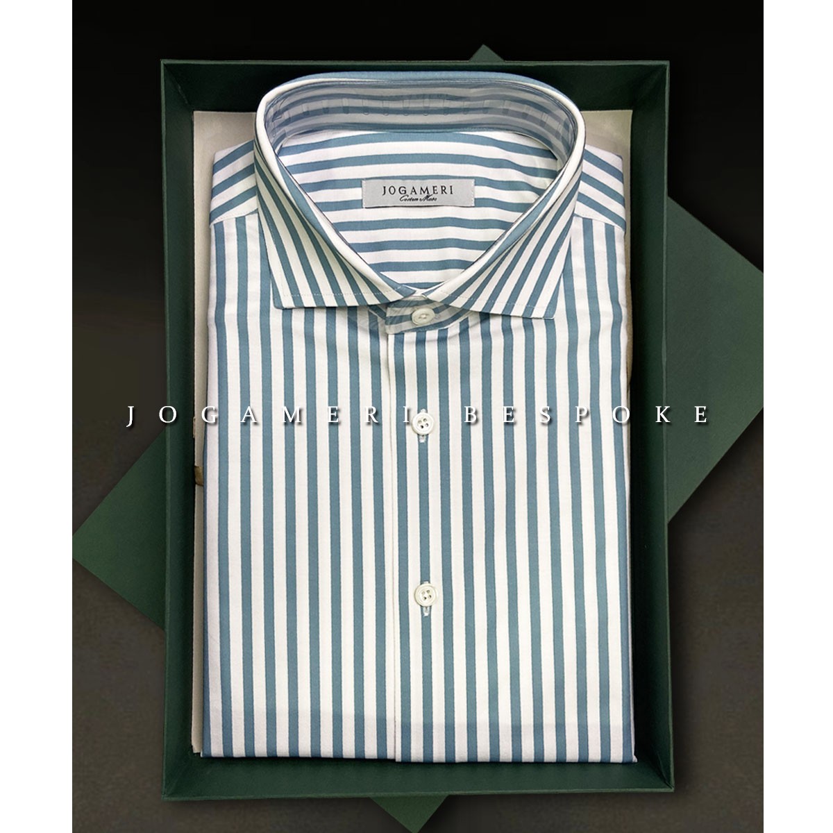 【CEO总裁款】 男士夏季弹力织针棉条纹时尚长袖修身翻领衬衫