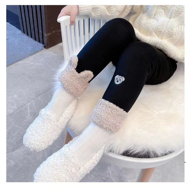 女童打底裤外穿加绒儿童加厚羊羔绒裤子一体绒棉裤中小童冬季新款