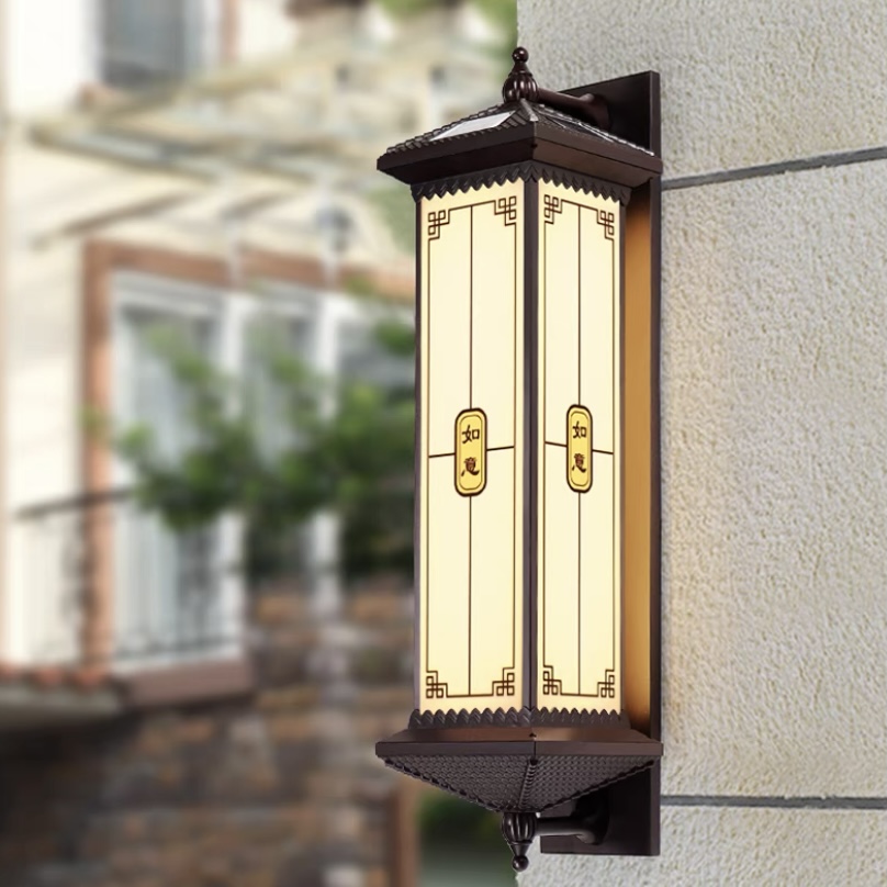 围墙灯金如意太阳能户外防水壁挂灯两侧中式围墙柱子门厅壁灯阳台
