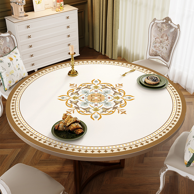 欧式感皮革圆形桌垫餐桌垫防水防油免洗圆桌桌布茶几垫桌面垫