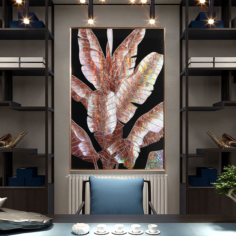 现代轻奢家大业大手绘珐琅彩装饰画高级餐厅挂画沙发背景画入户