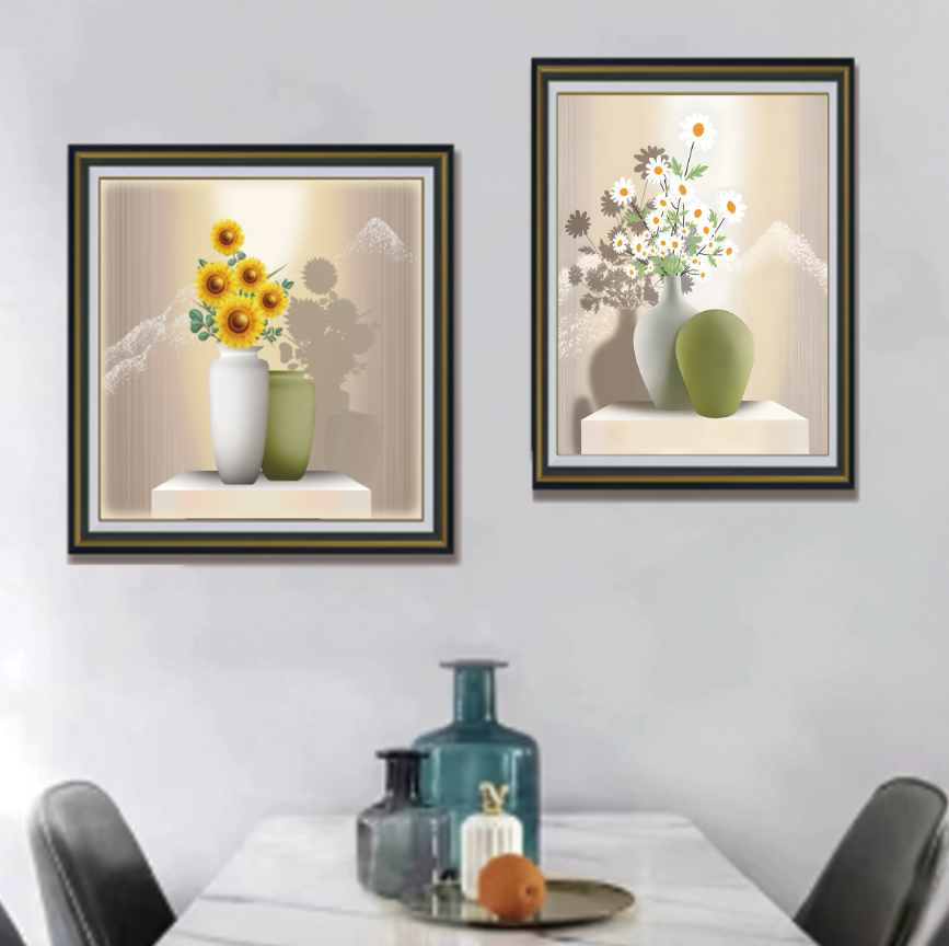 北欧现代餐厅装饰画小清新餐桌背景墙挂画奶油风餐厅画立体手工